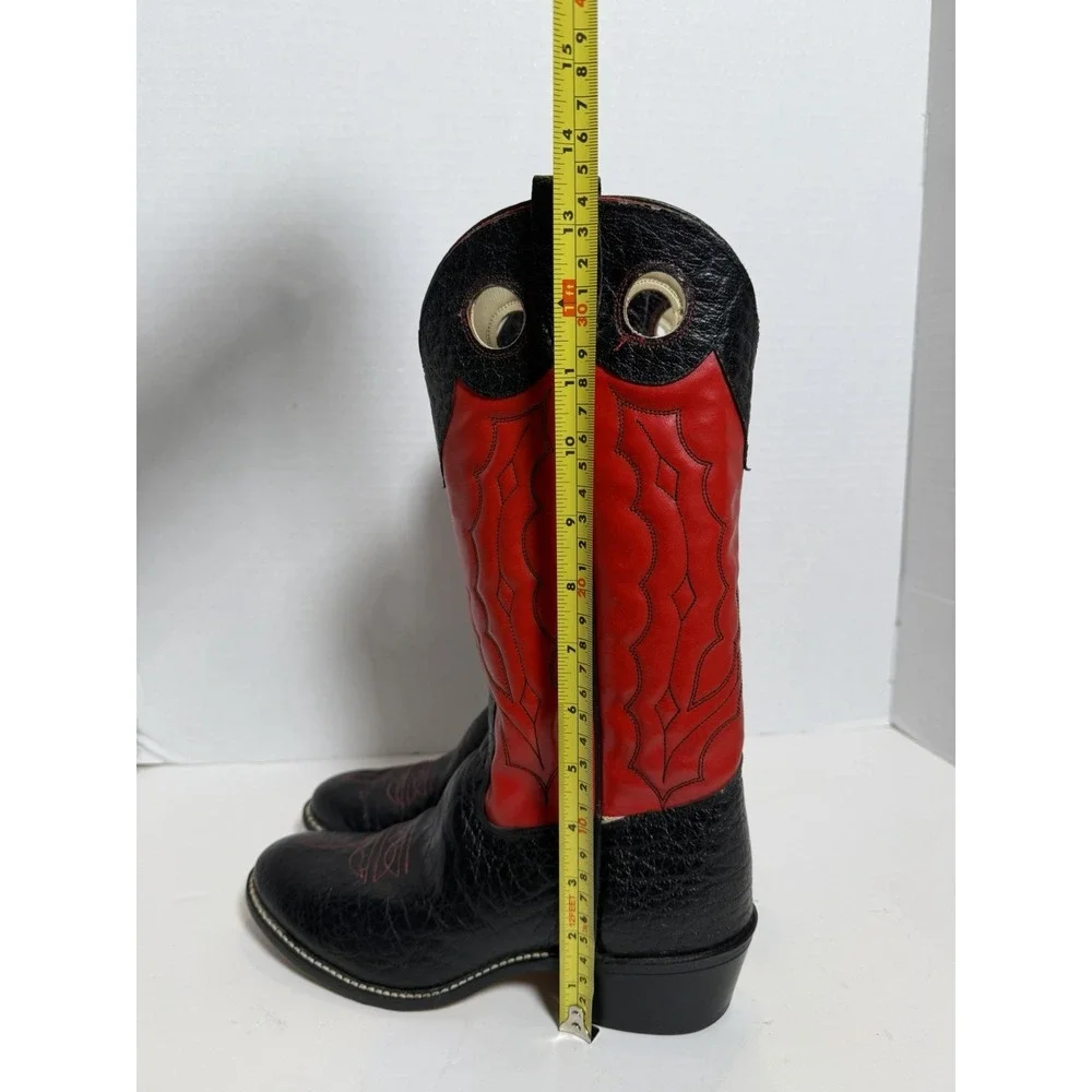 Texas Brand Vintage Western Cowboy Boots Black Red Leather Cowgirl USA 5.5D